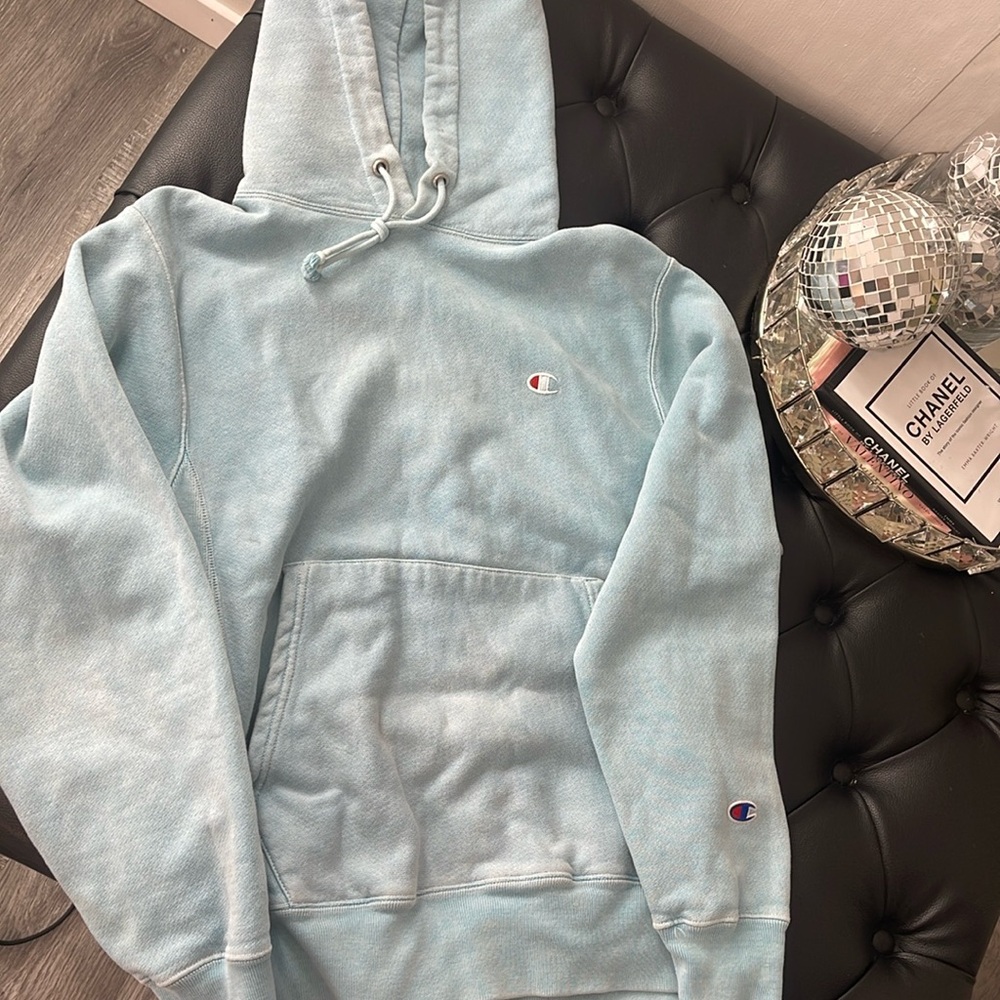 Champion Reverse Weave Washed Blue Hoodie